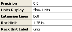 Rack Unit Dimension Line Custom Properties